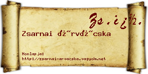 Zsarnai Árvácska névjegykártya